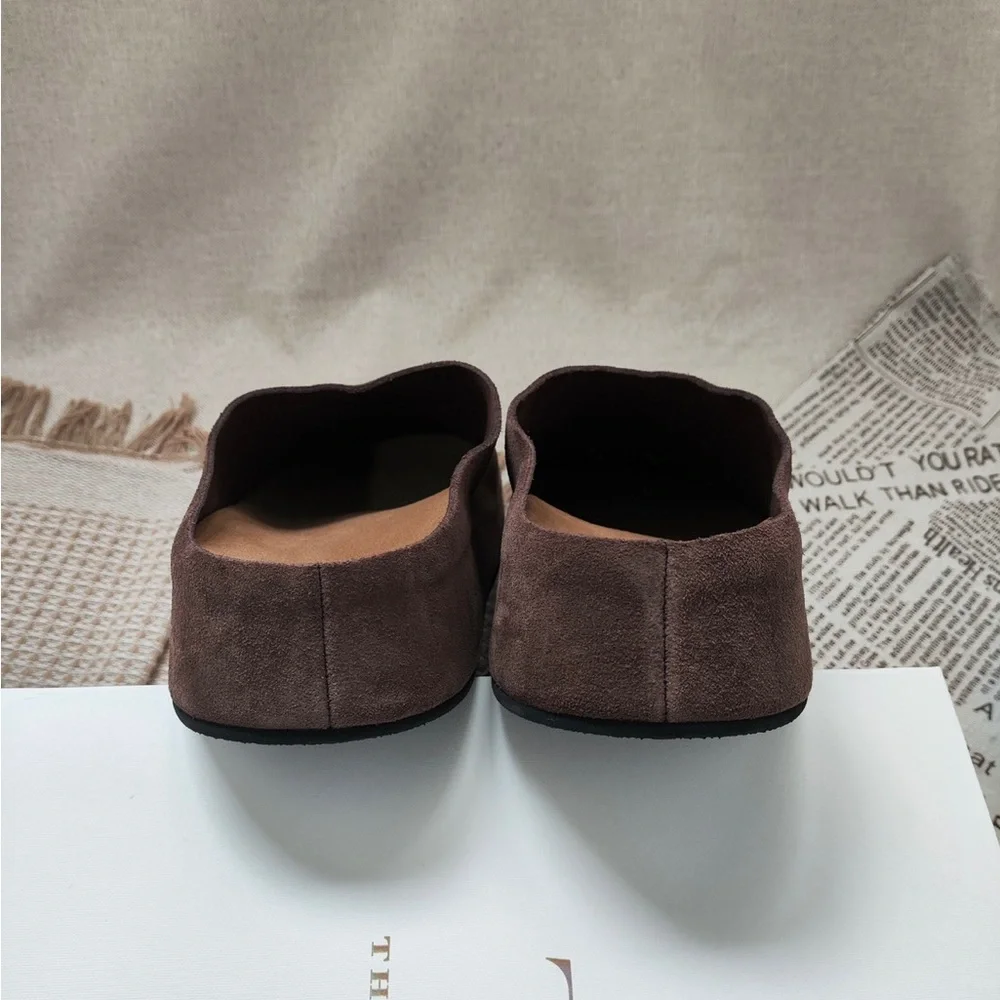 The Row Brown Suede Slip-On Clogs